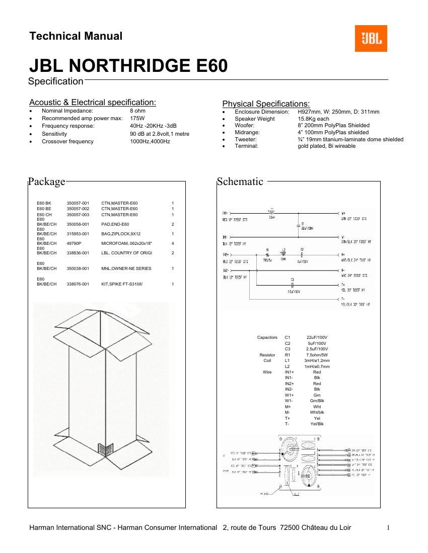 jbl northbridge e 60 service manual