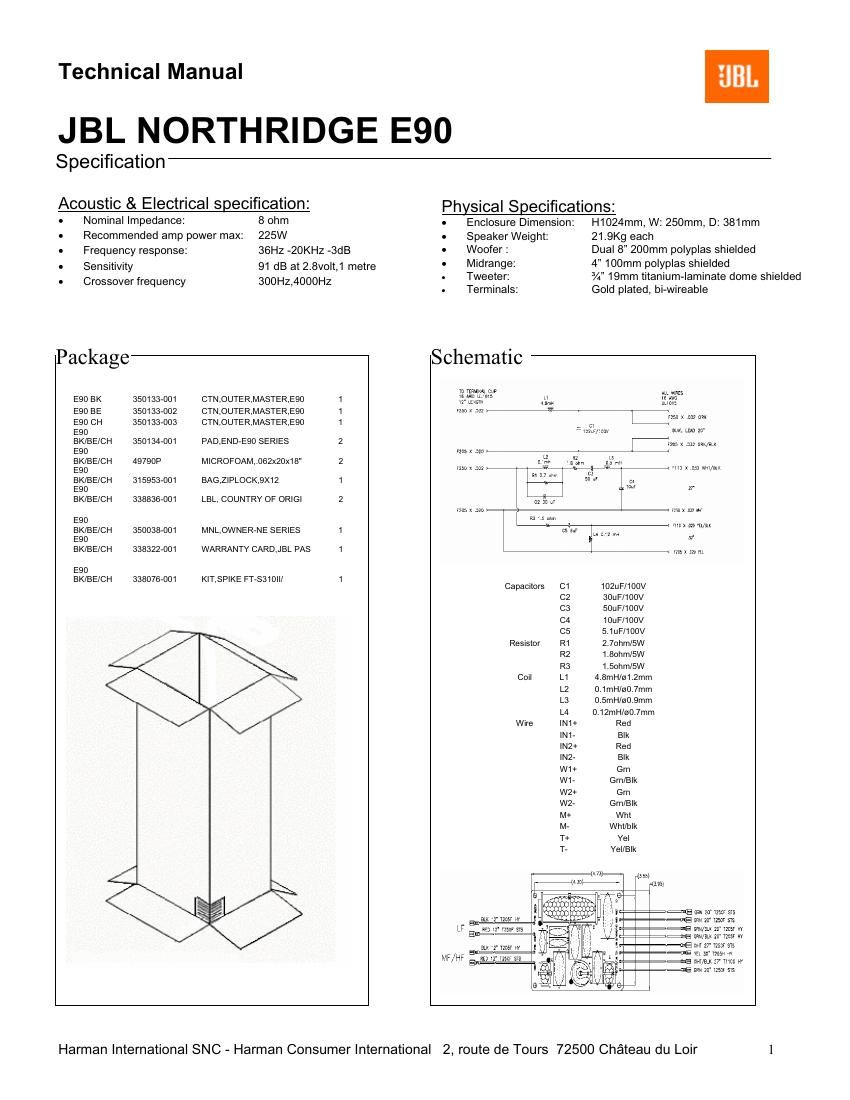 jbl northbridge e 90 service manual