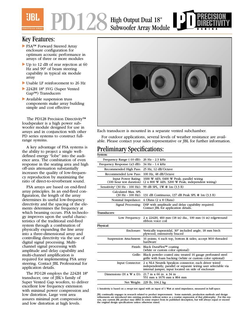 jbl pd 128 brochure