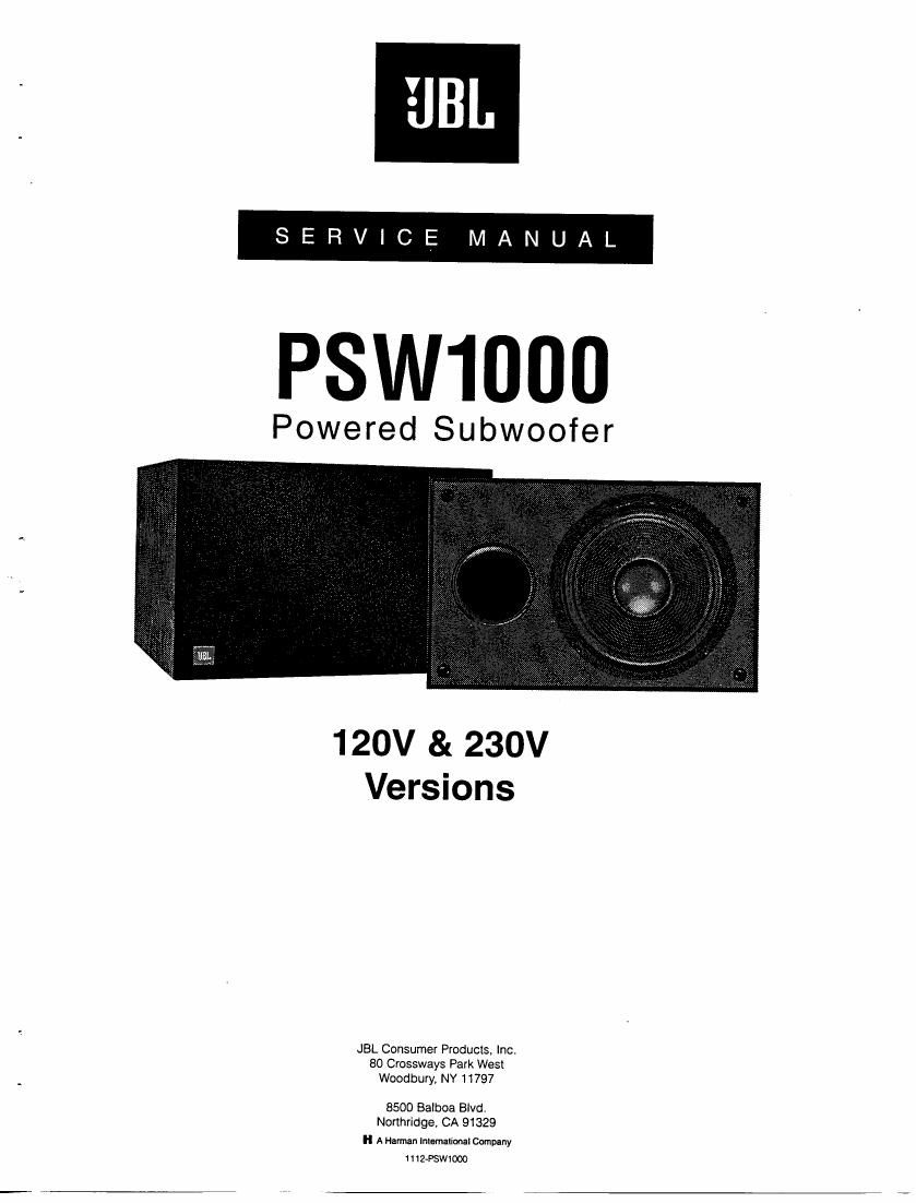 Audio Service Manuals - Free download jbl psw 1000 service manual