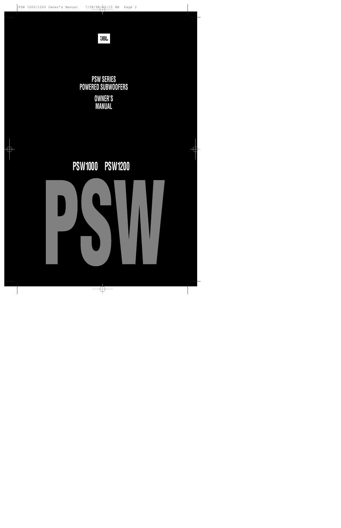 jbl psw 1200 owners manual