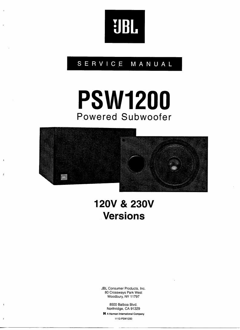 jbl psw 1200 service manual