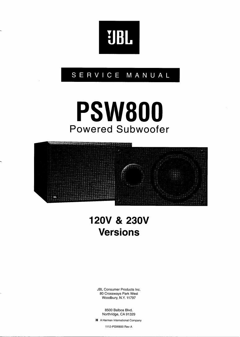 jbl psw 800 service manual