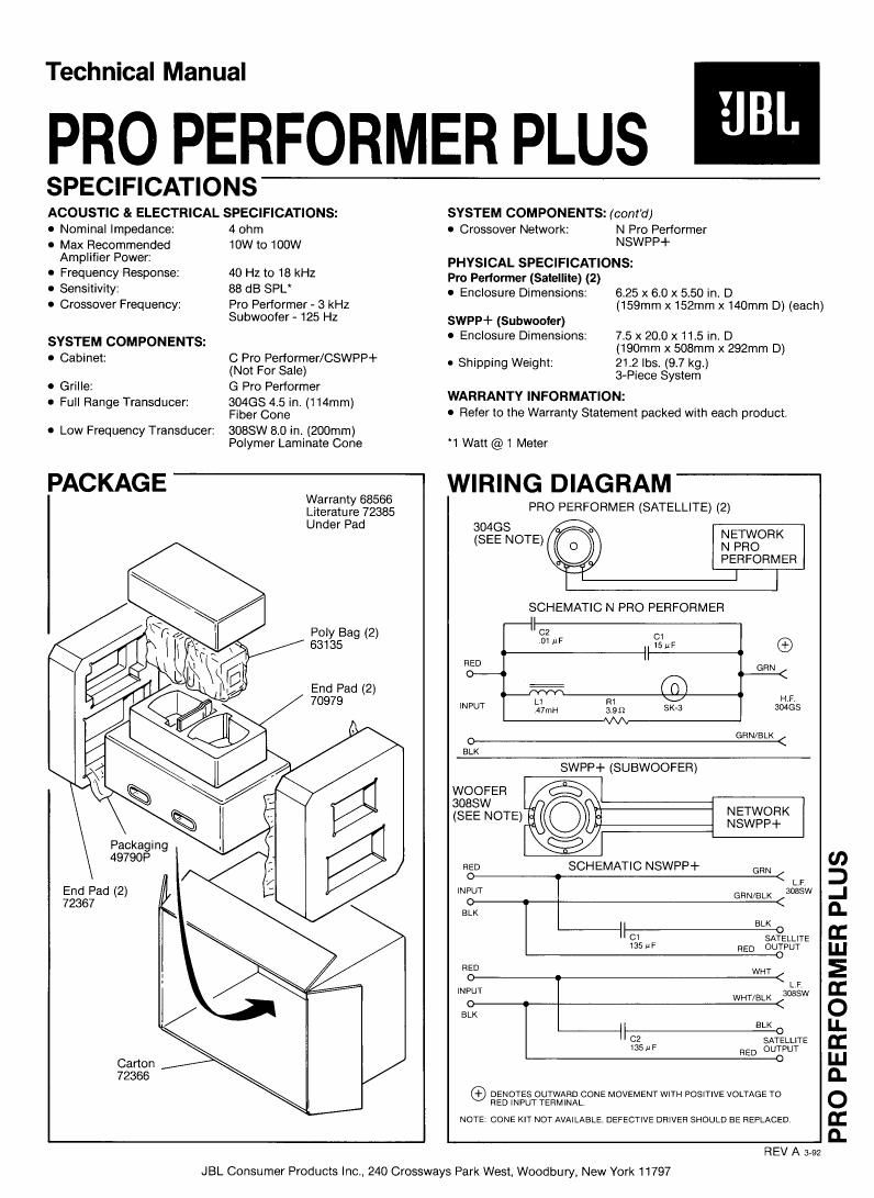 jbl performer plus service manual