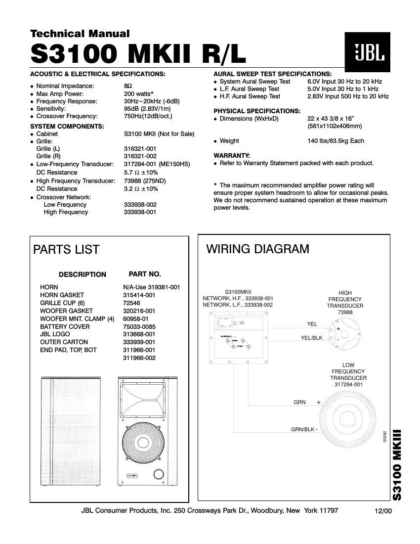 jbl s 3100 mk2 service manual