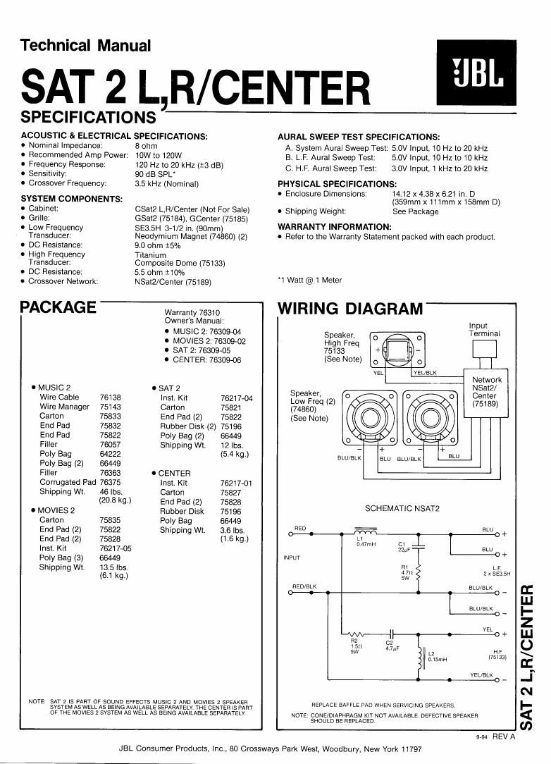 jbl sat 2 service manual