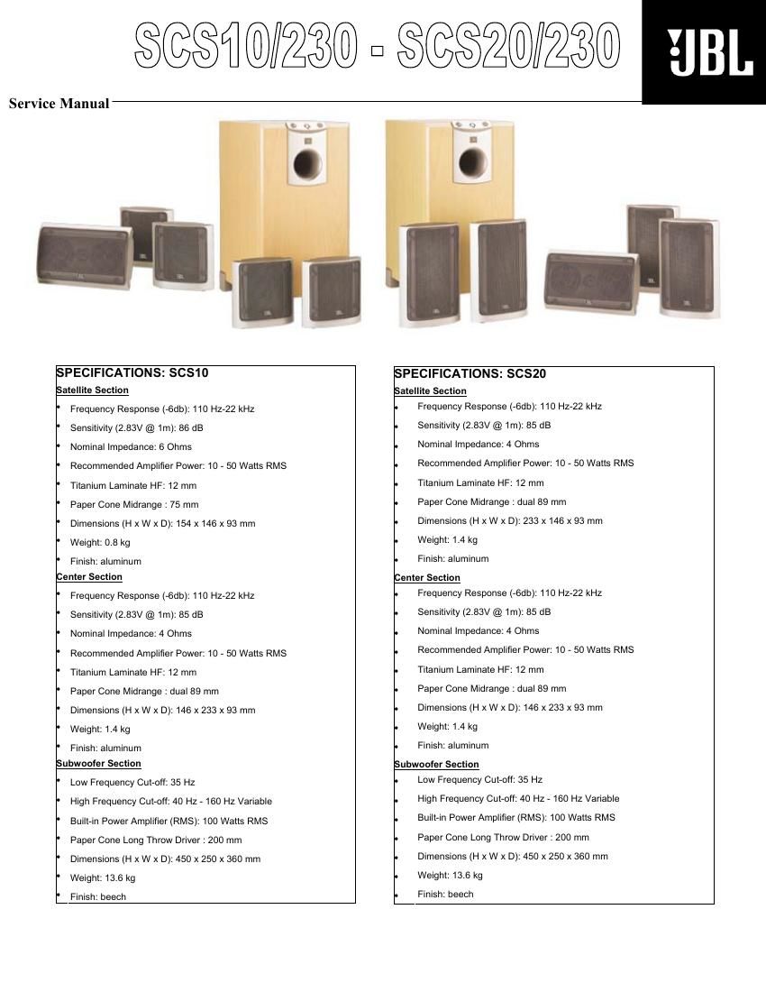 jbl scs 10 service manual