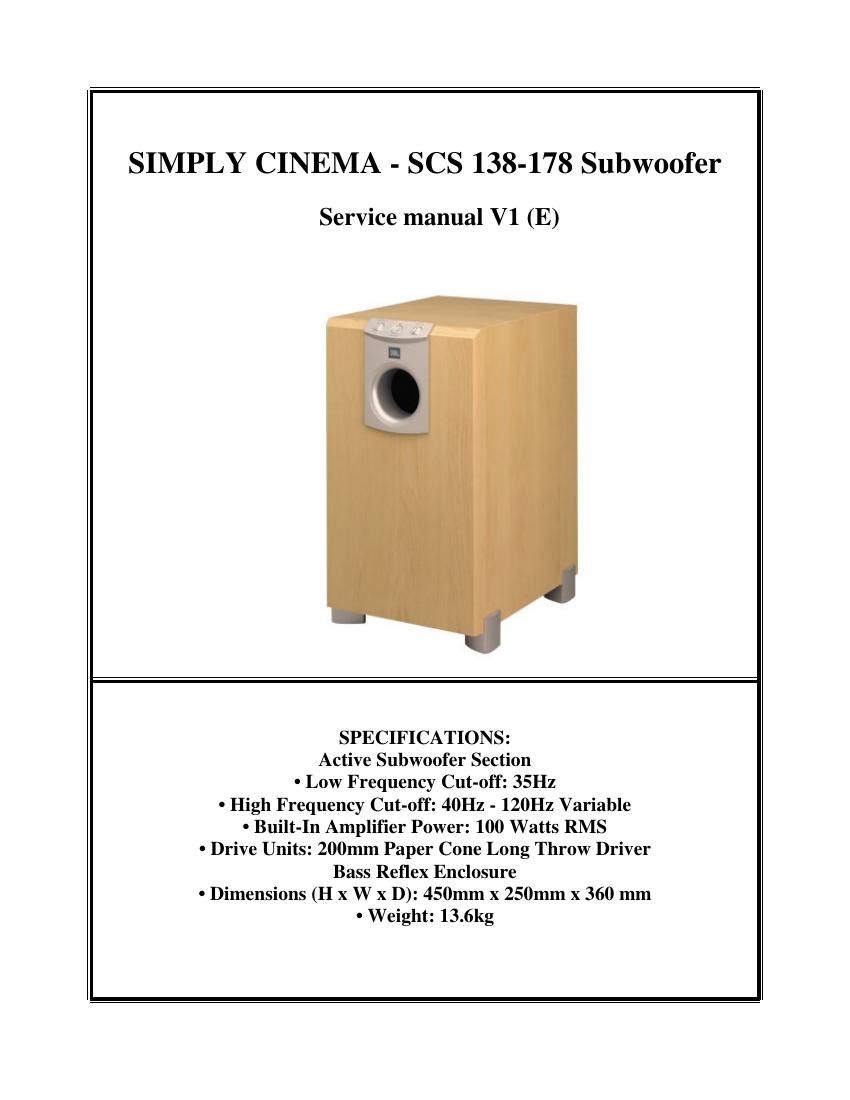 jbl scs 178 service manual