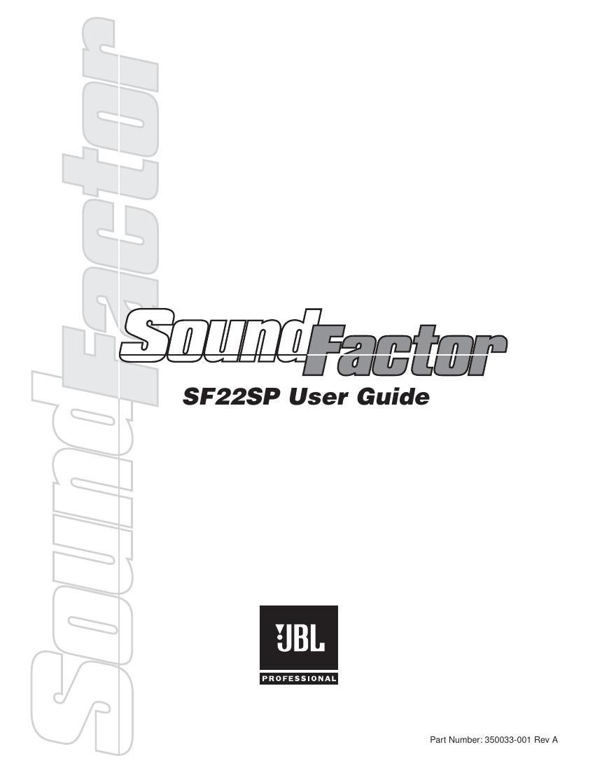 jbl sf 22 sp owners manual