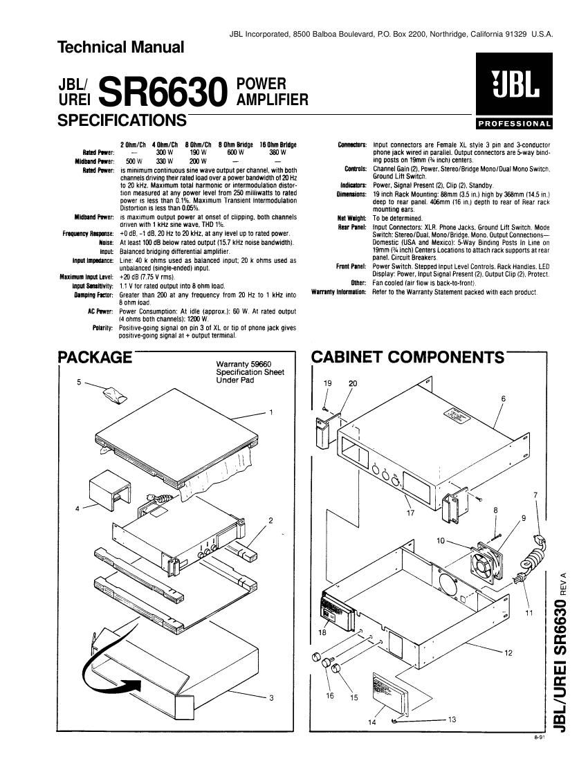 jbl sr 6630 service manual