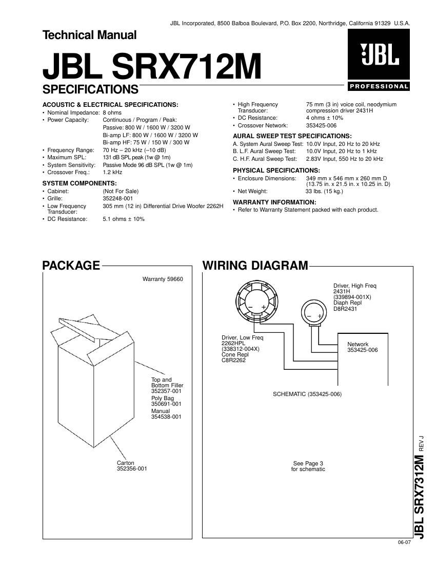jbl srx 712 m service manual