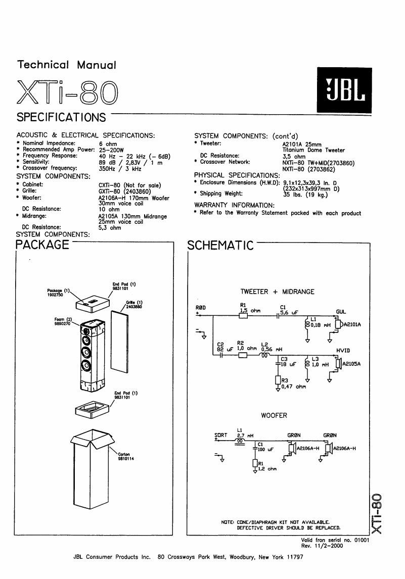 jbl xti 80 service manual