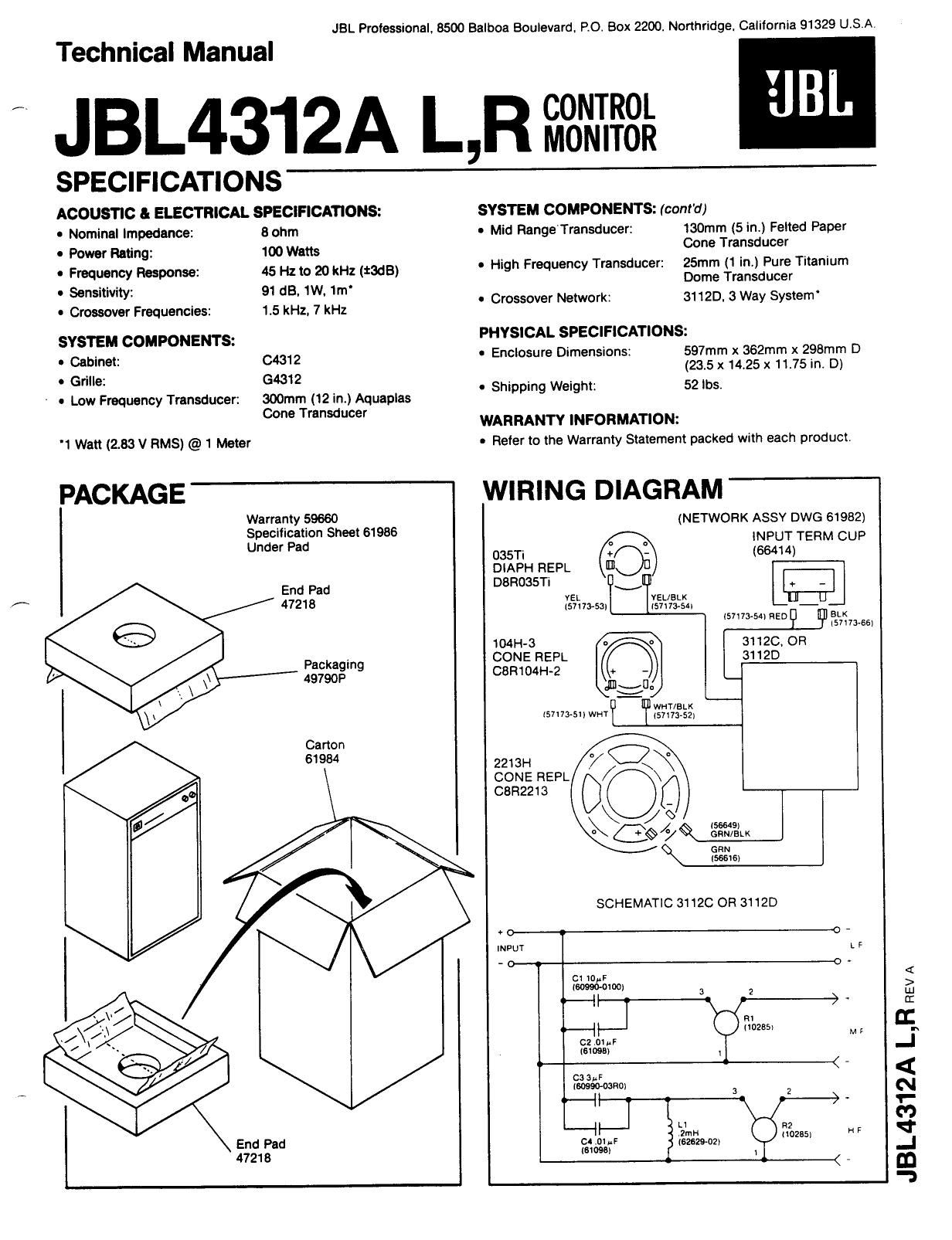 Jbl 4312A L Technical Manual