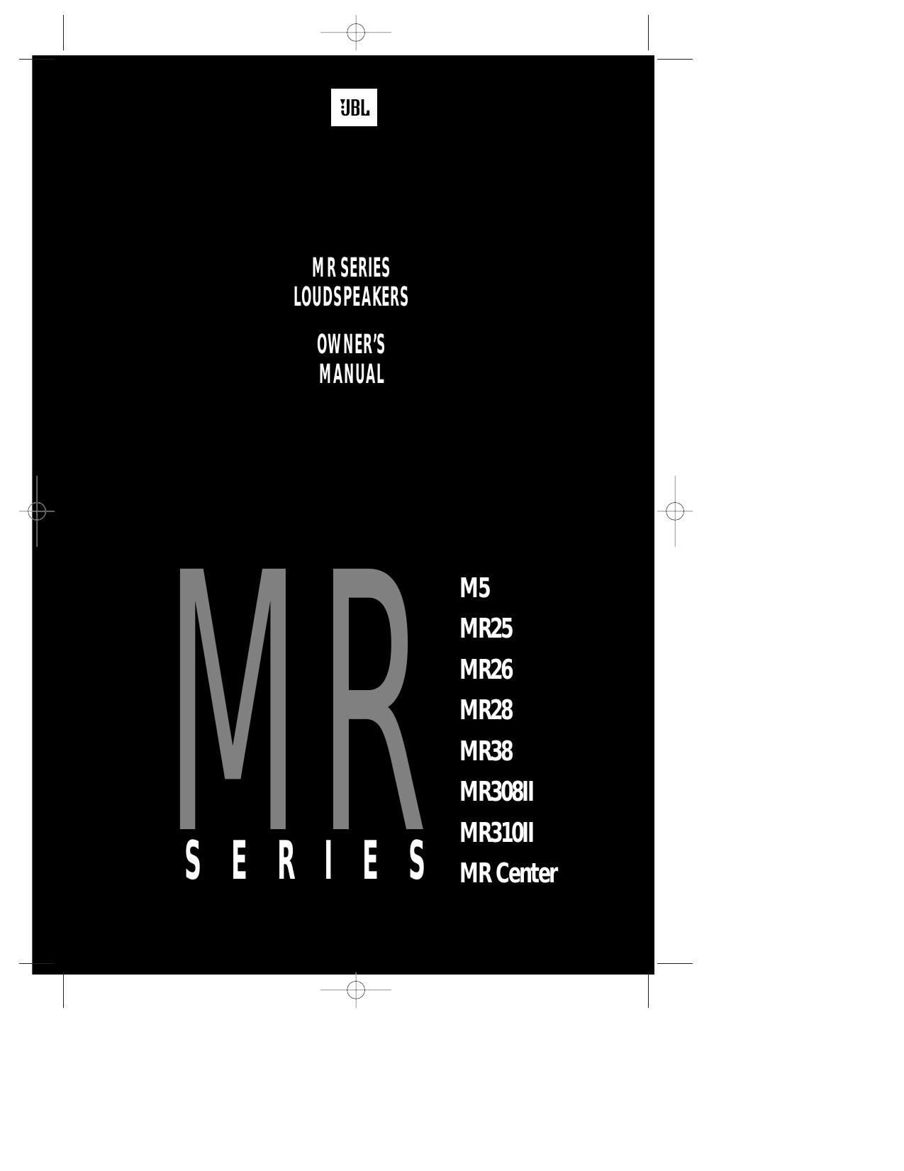 Jbl MR Series Owners Manual