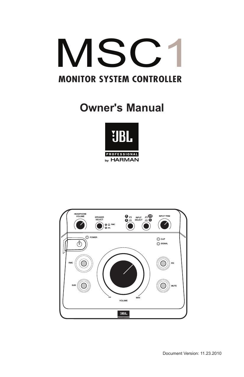 Jbl MSC1 Owners Manual