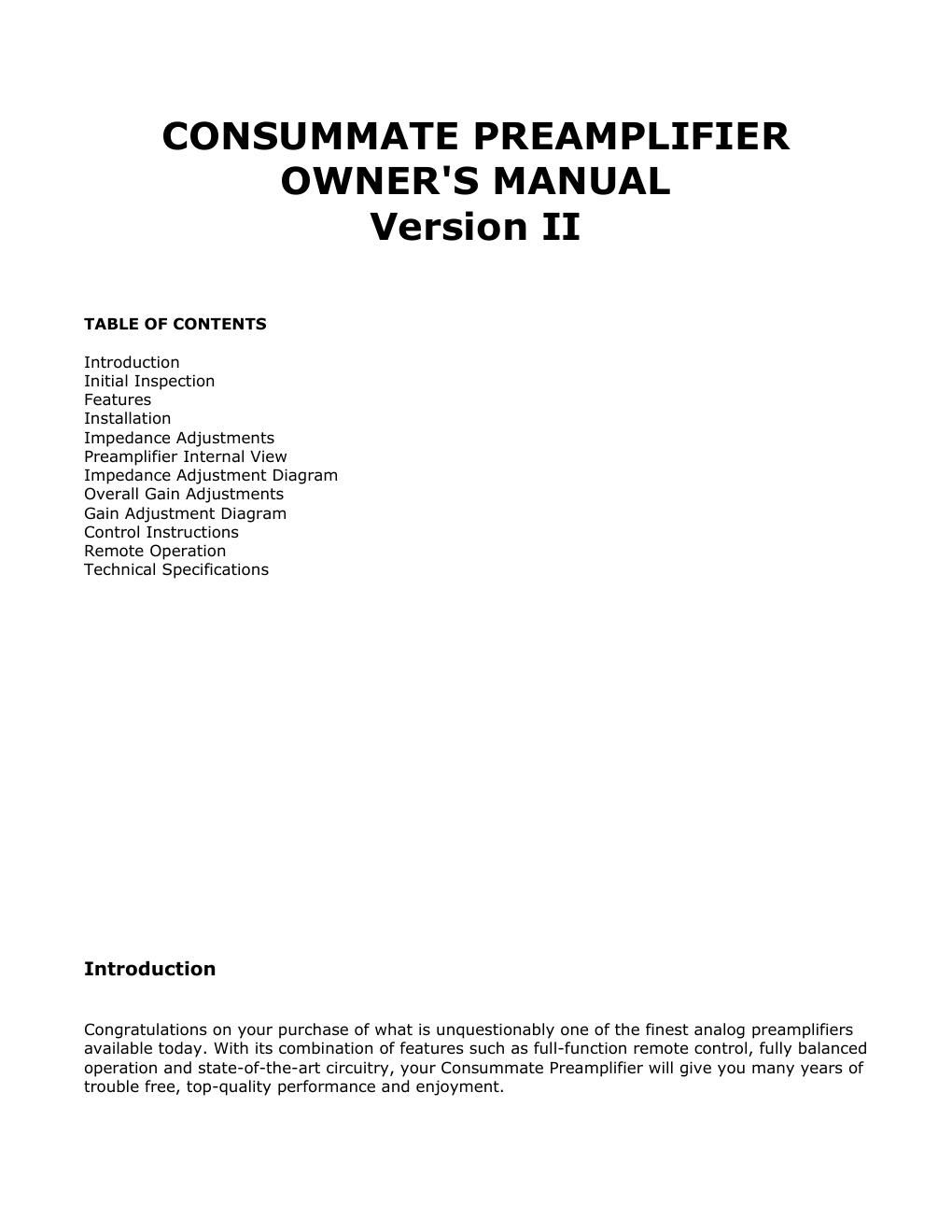 jeff rowland consummate pre mk2 owners manual