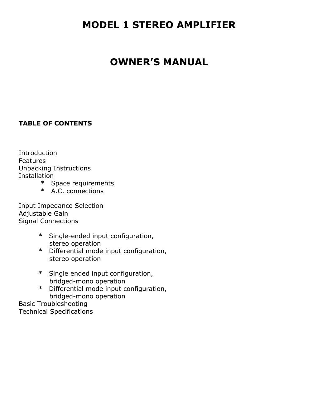 jeff rowland m 1 owners manual