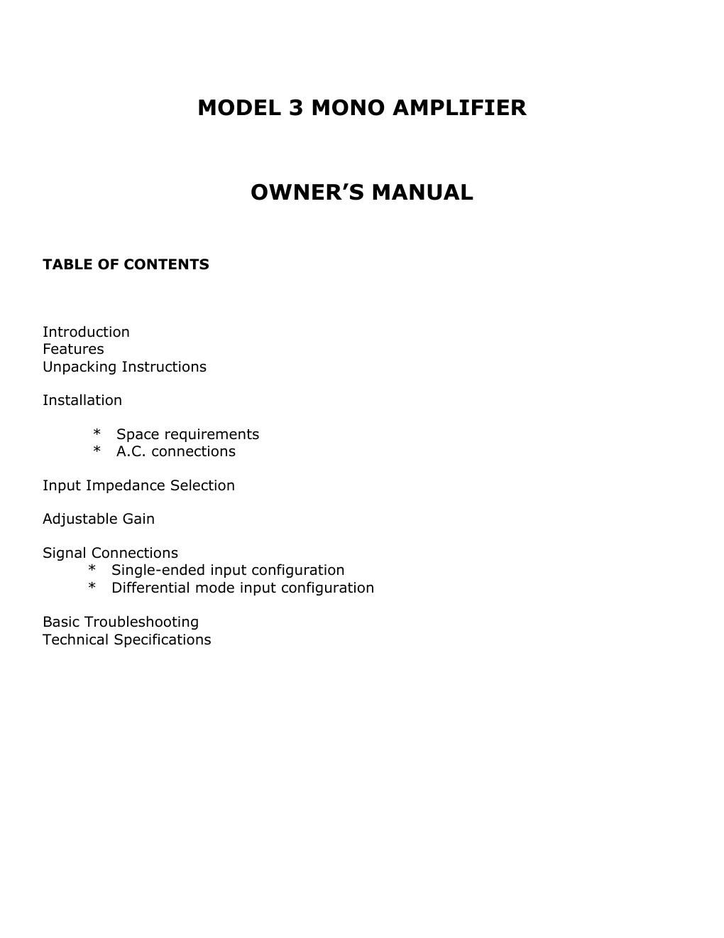 jeff rowland m 3 owners manual