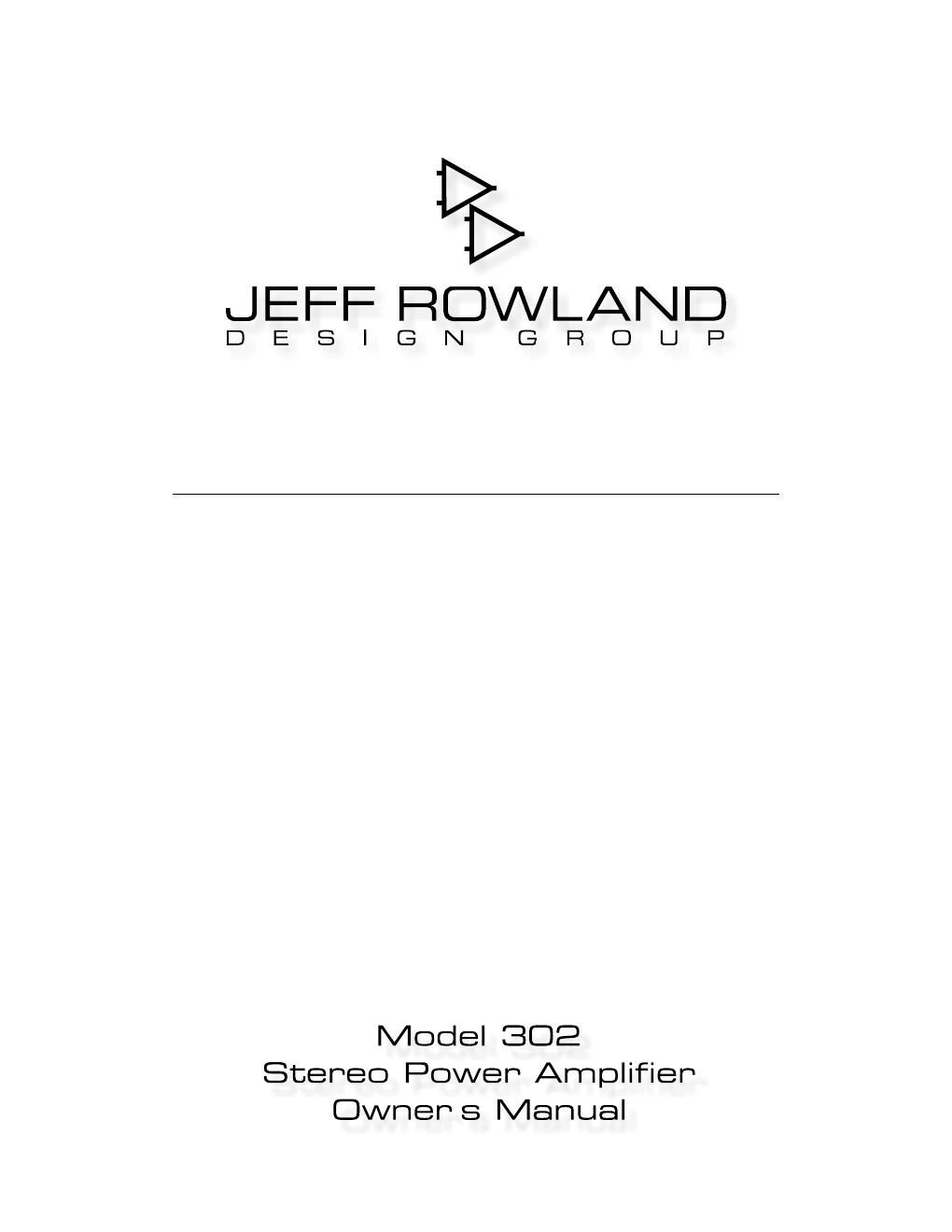 jeff rowland m 302 owners manual