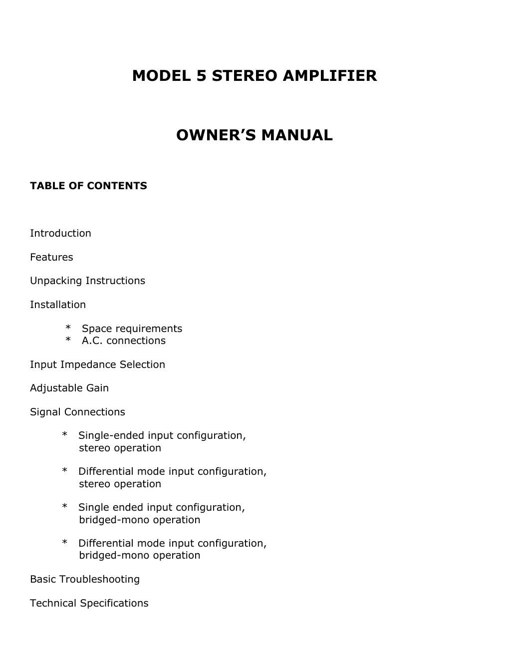 jeff rowland m 5 owners manual
