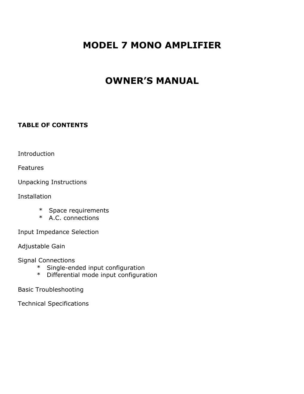 jeff rowland m 7 owners manual