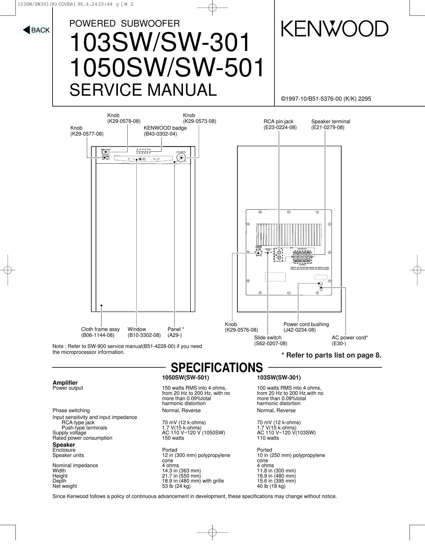 Kenwood 103 SW Service Manual