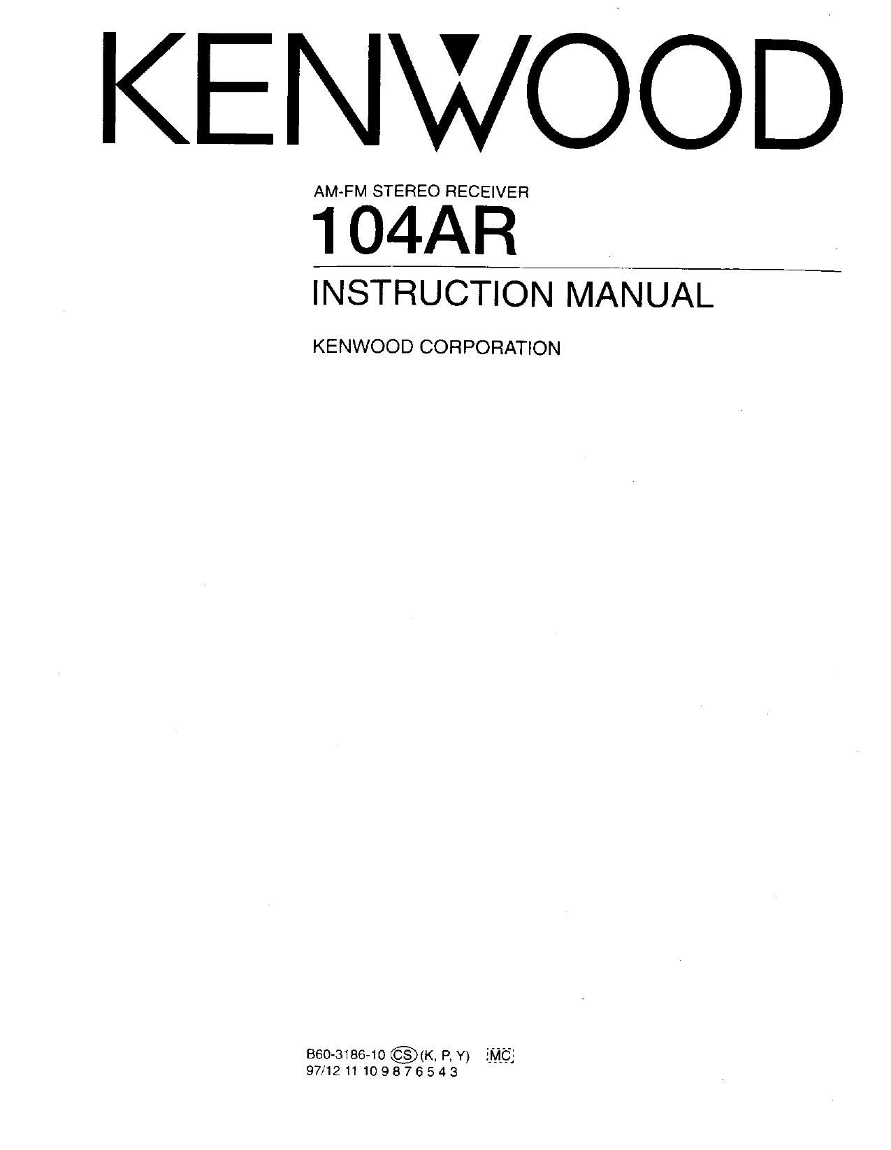 Kenwood 104 AR Owners Manual
