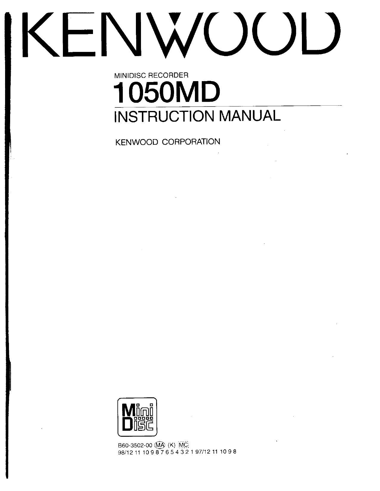 Kenwood 1050 MD Owners Manual