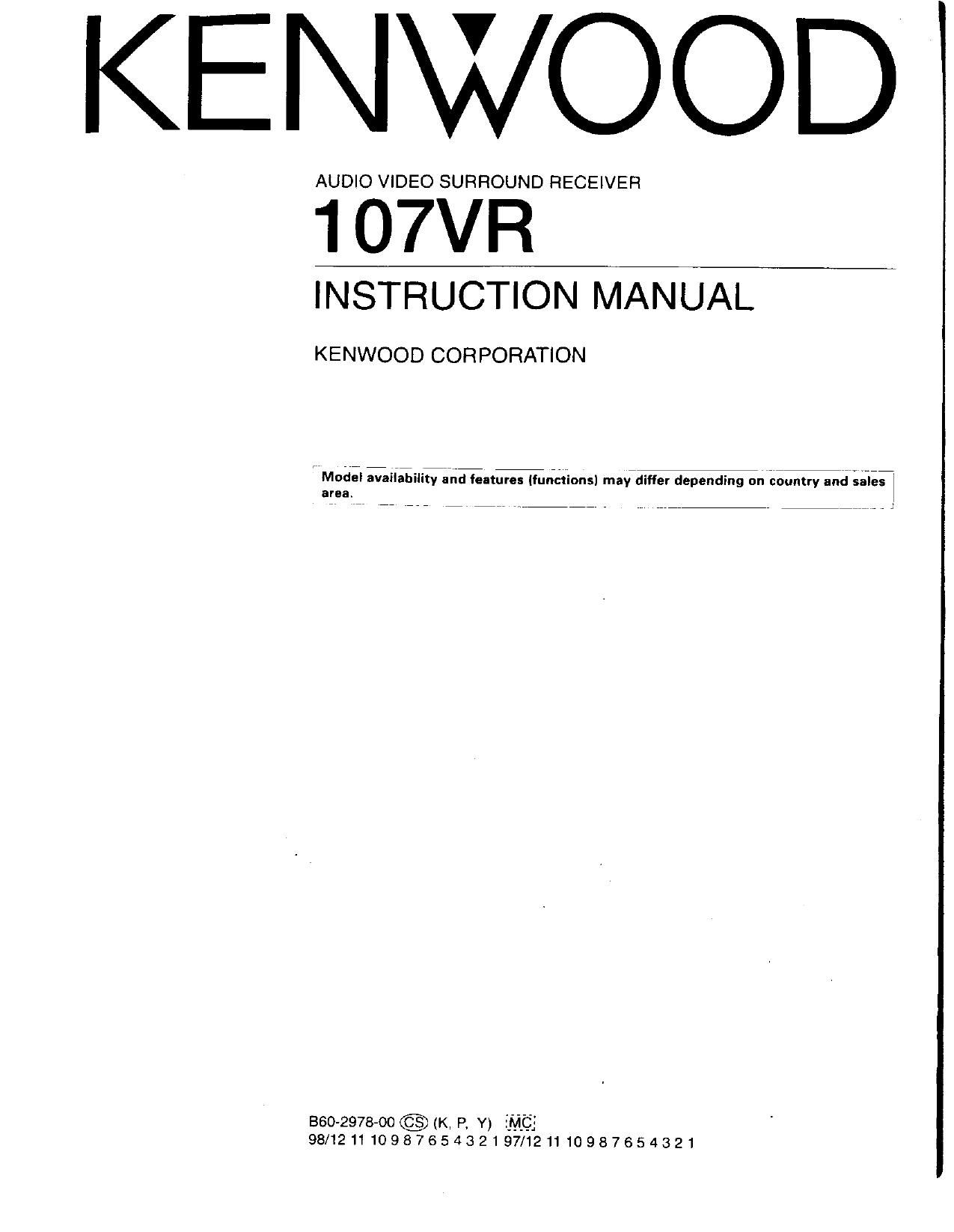 Kenwood 107 VR Owners Manual