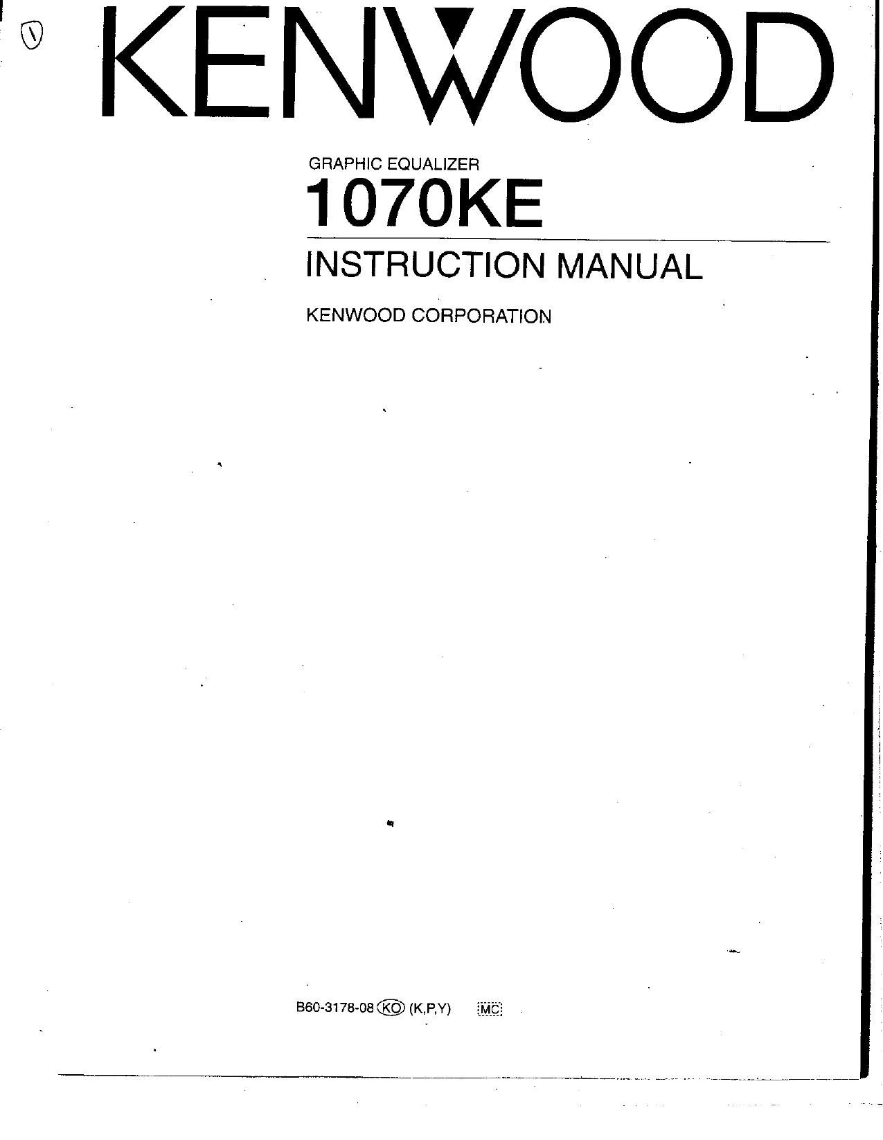 Kenwood 1070 KE Owners Manual