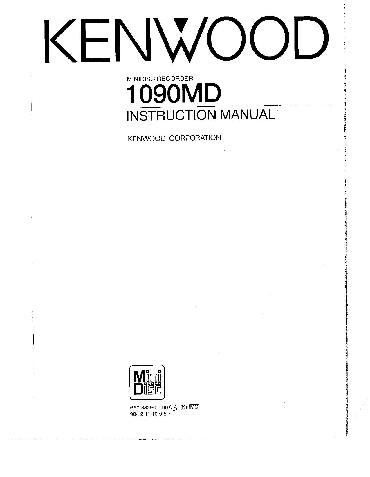 Kenwood 1090 MD Owners Manual