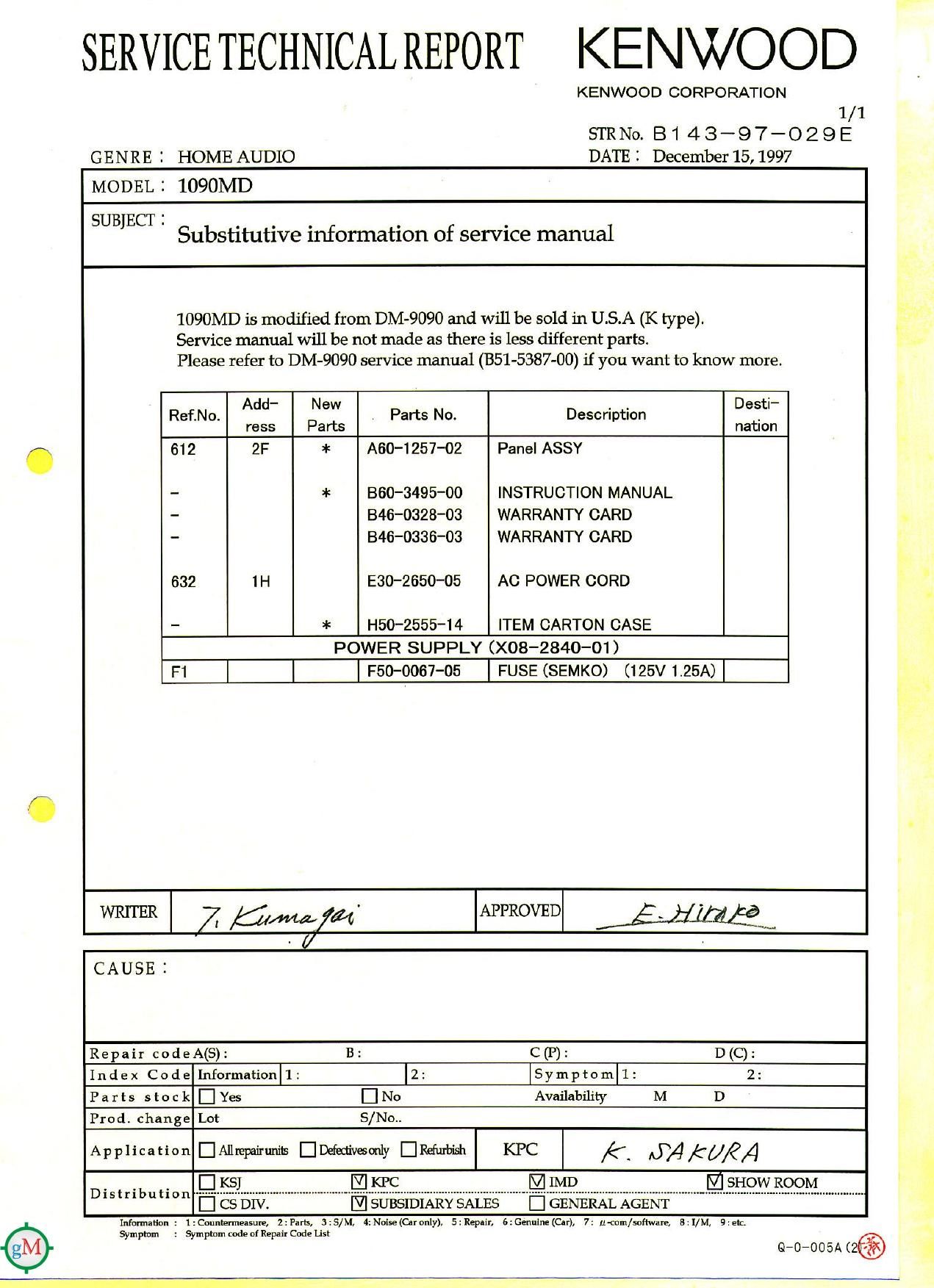 Kenwood 1090 MD Service Manual