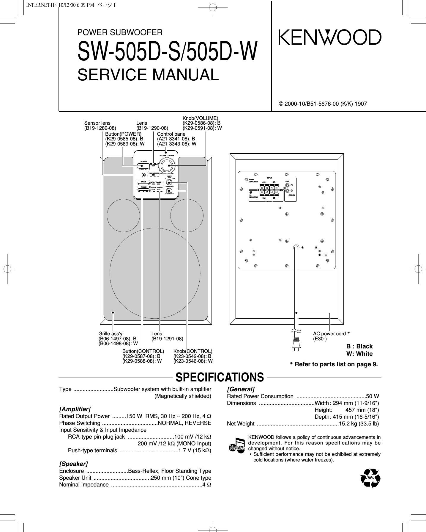 Kenwood 505 DW Service Manual