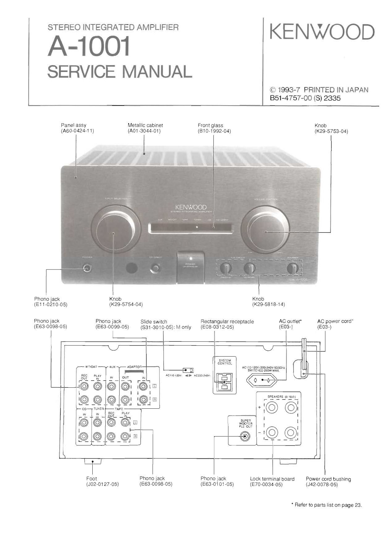 Kenwood A 1001 Service Manual