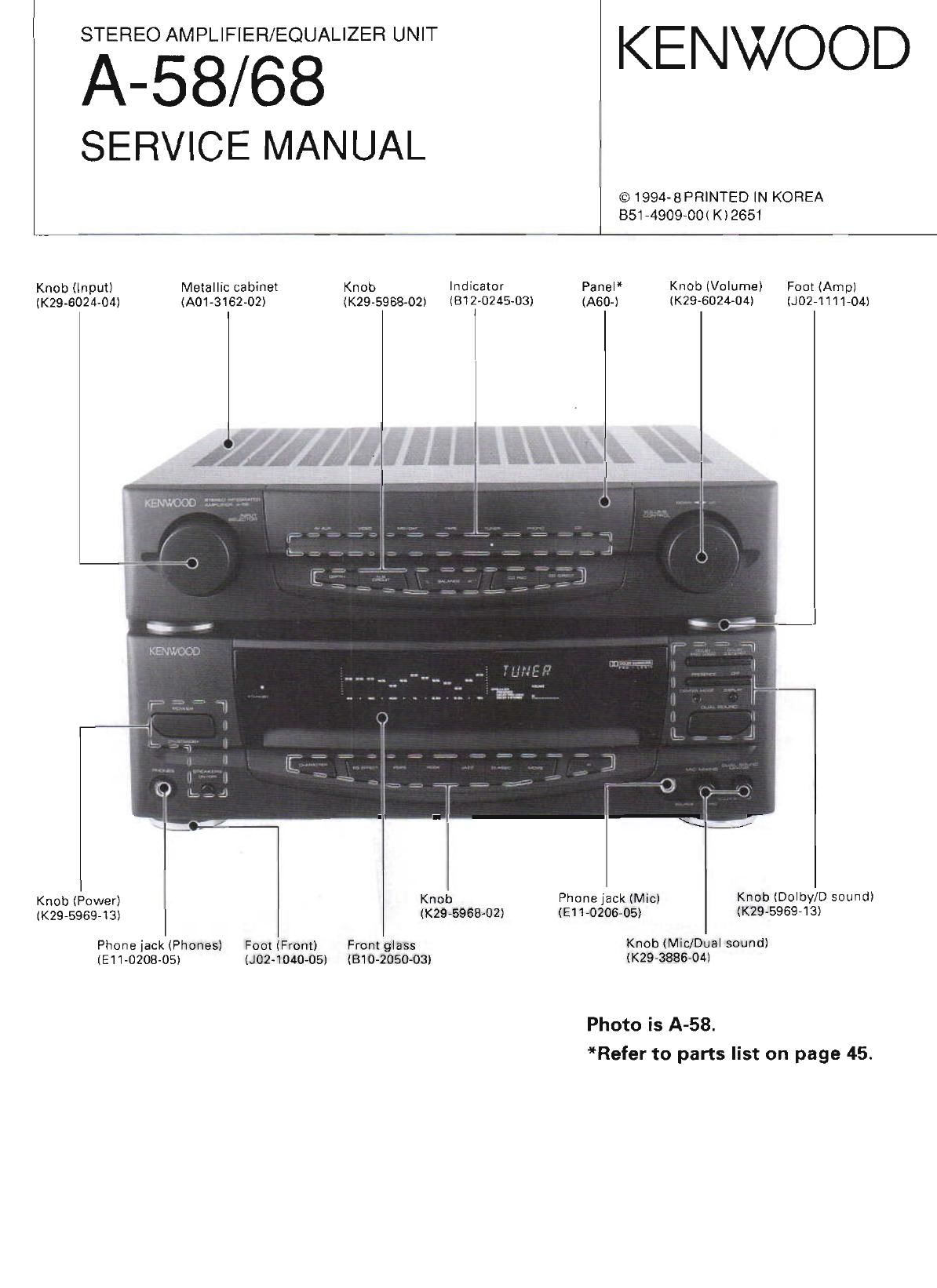 Kenwood A 58 Service Manual