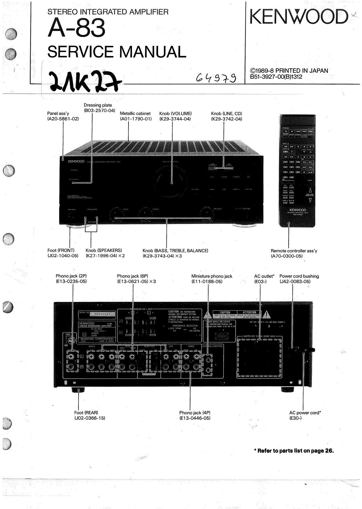 Kenwood A 83 Service Manual