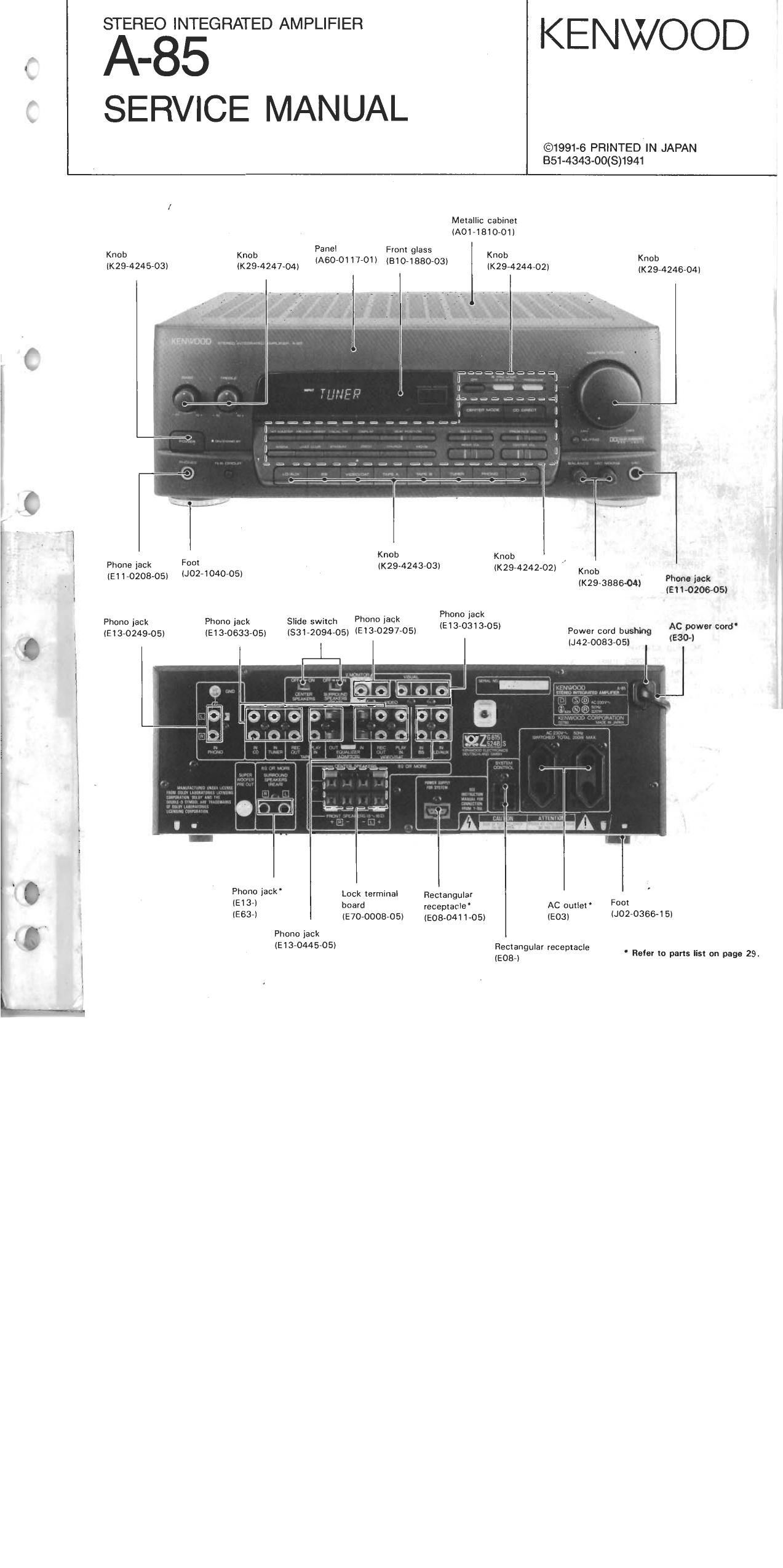 Kenwood A 85 Service Manual