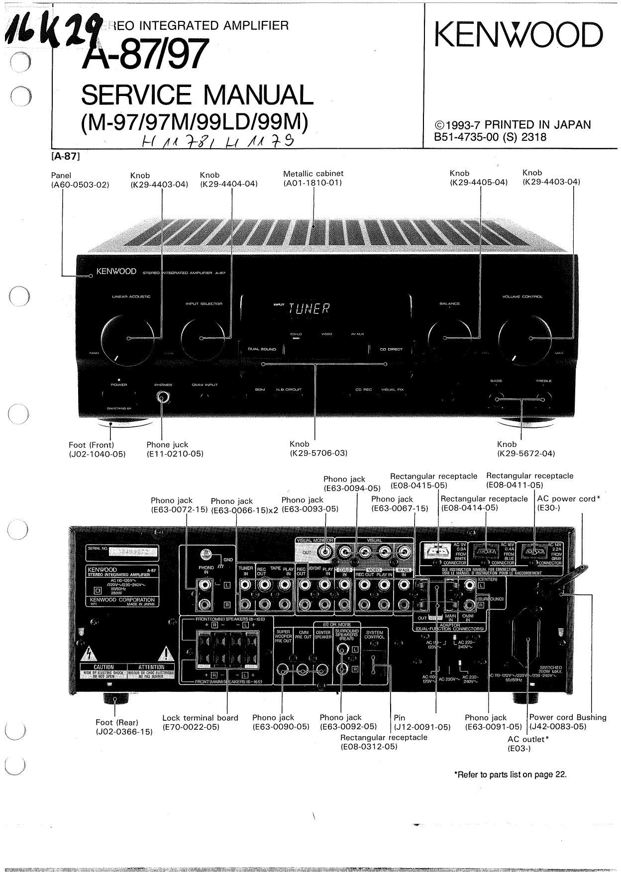 Kenwood A 87 Service Manual