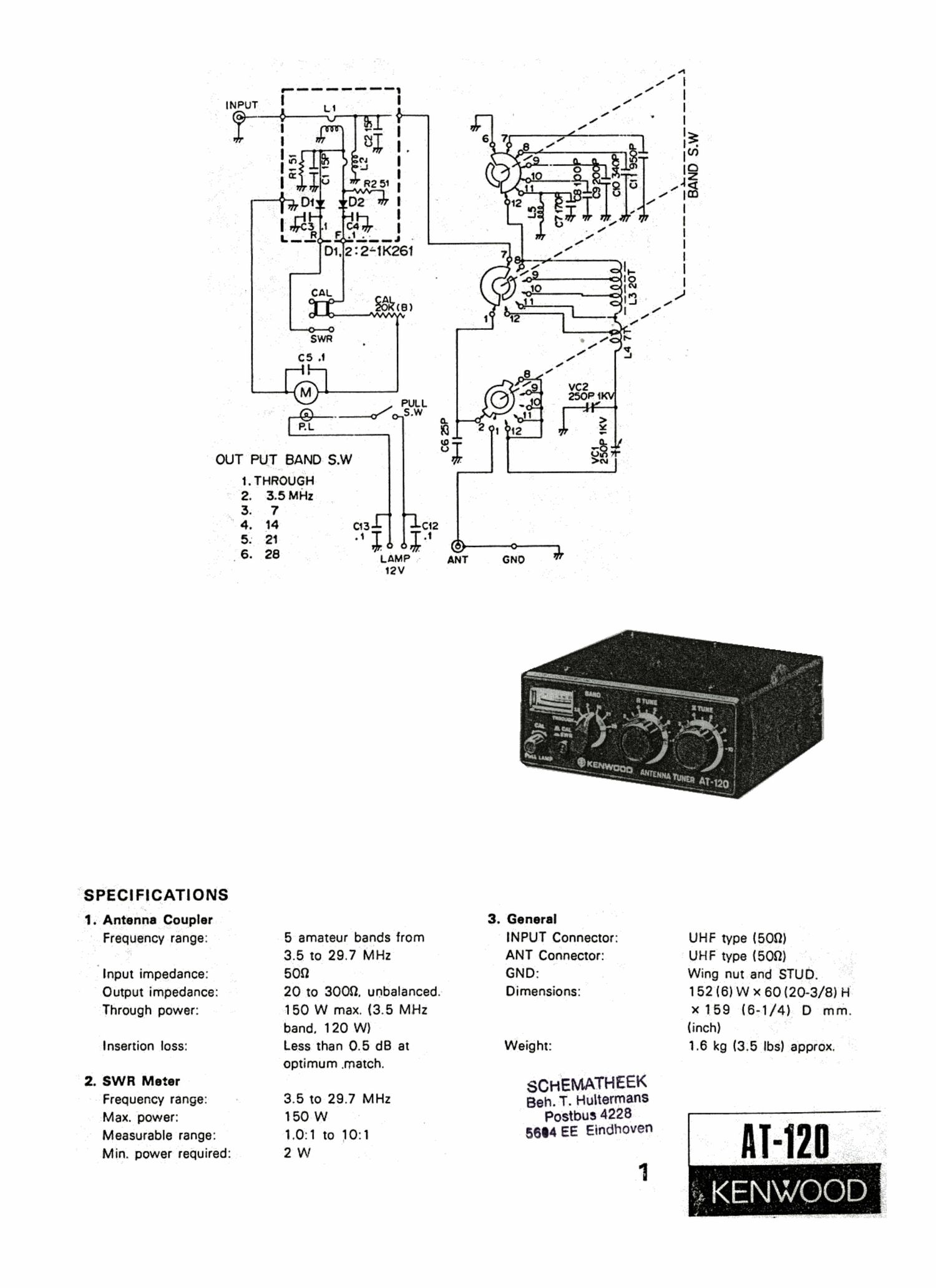 Kenwood AT 120 Schematic