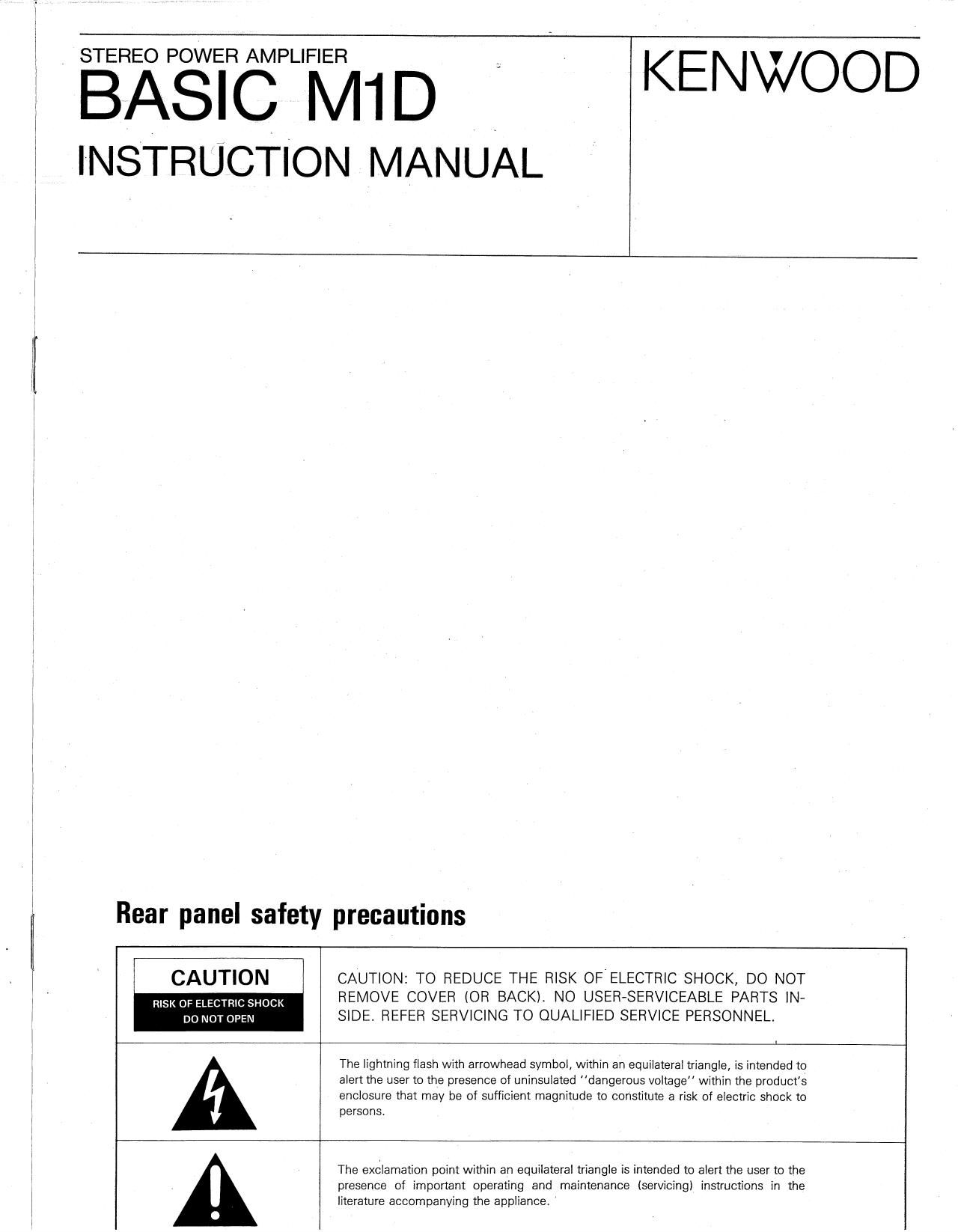 Kenwood Basic M 1 D Owners Manual