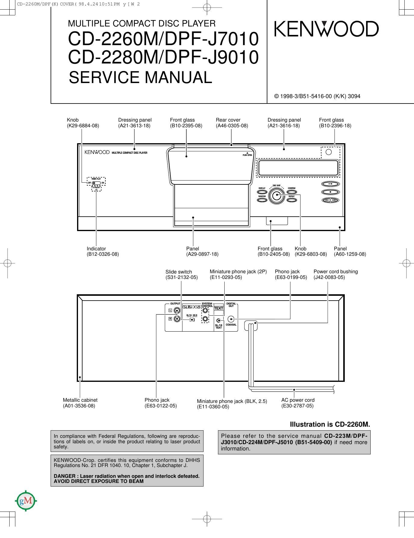 Kenwood CD 2260 M Service Manual