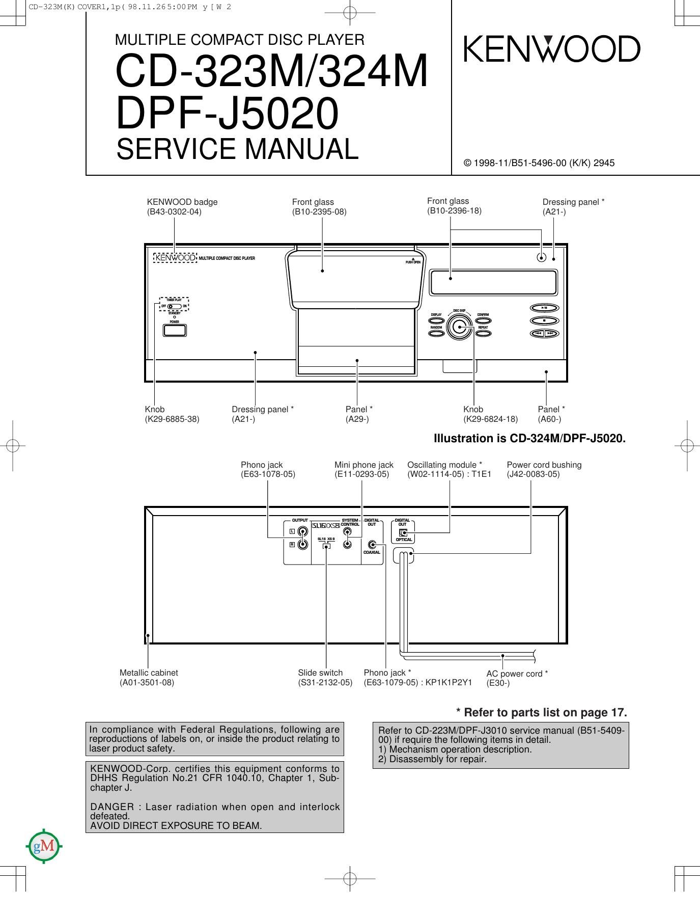 Kenwood CD 323 M Service Manual