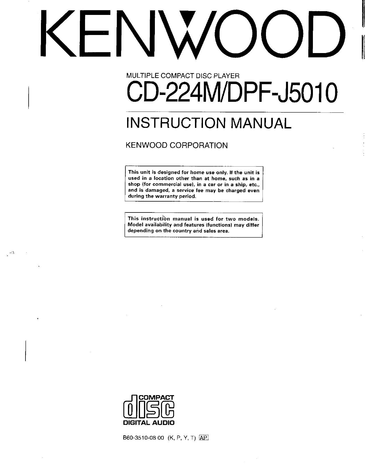 Kenwood CDDPFJ 5010 Owners Manual
