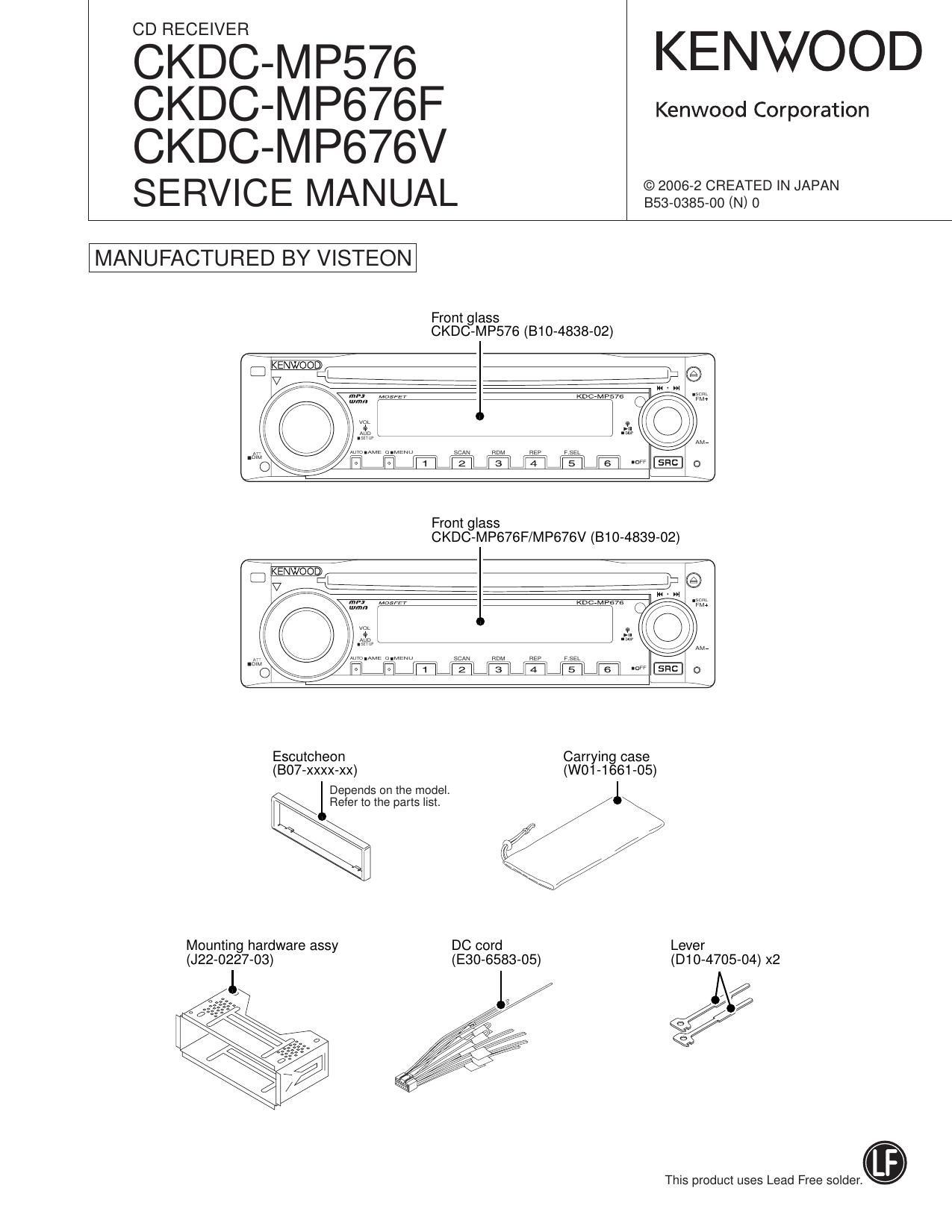 Kenwood CKDC MP 676 F Service Manual