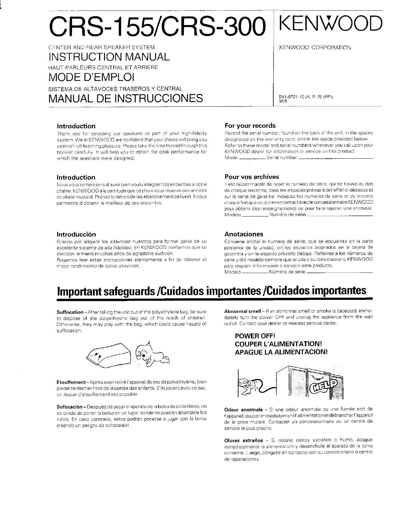 Kenwood CRS 155 Owners Manual