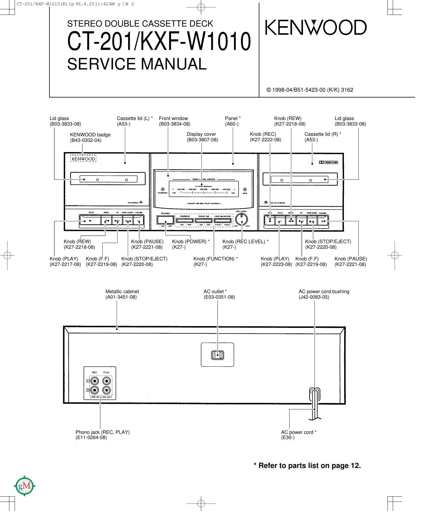 Kenwood CT 201 HU Service Manual