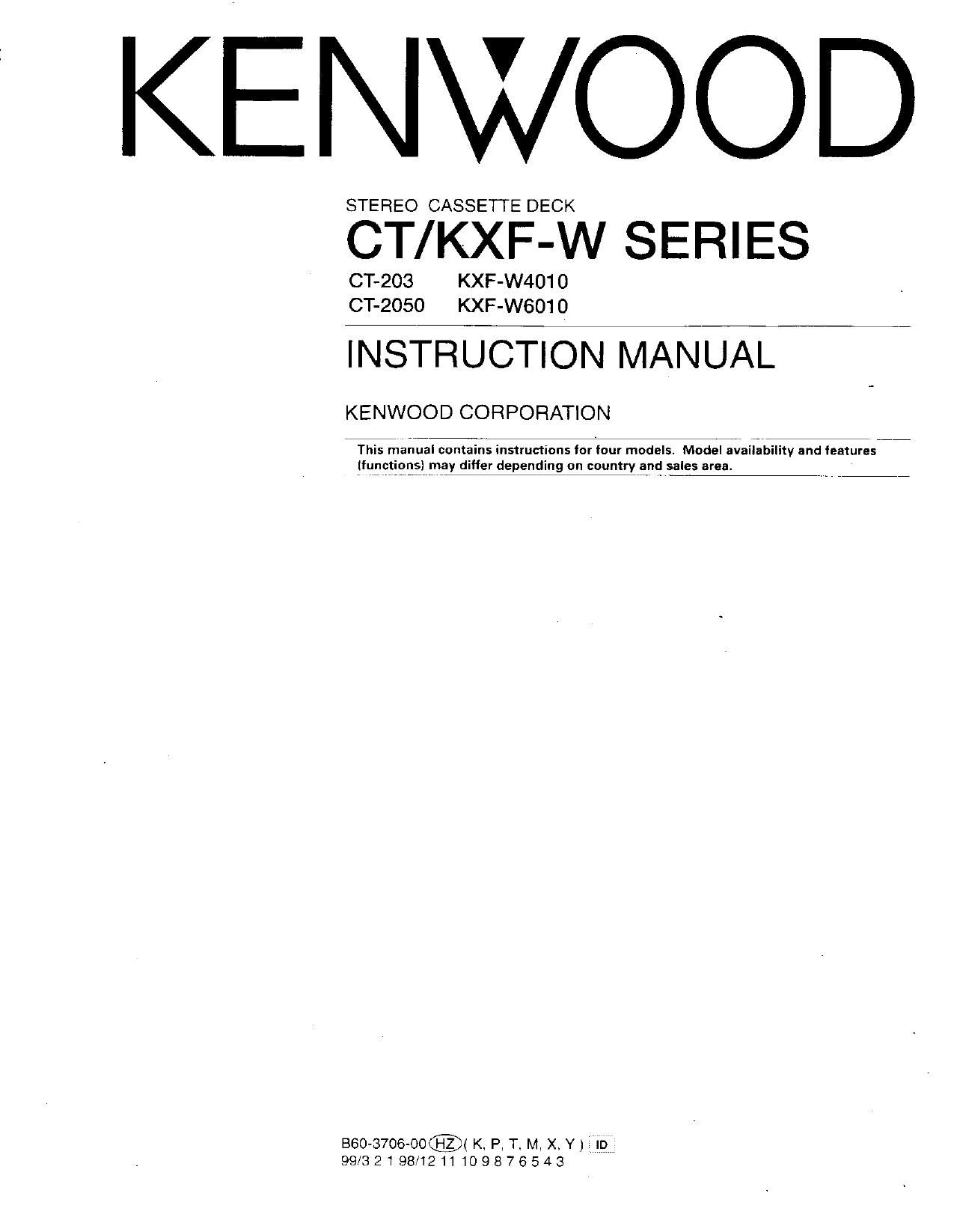 Kenwood CT 203 Owners Manual