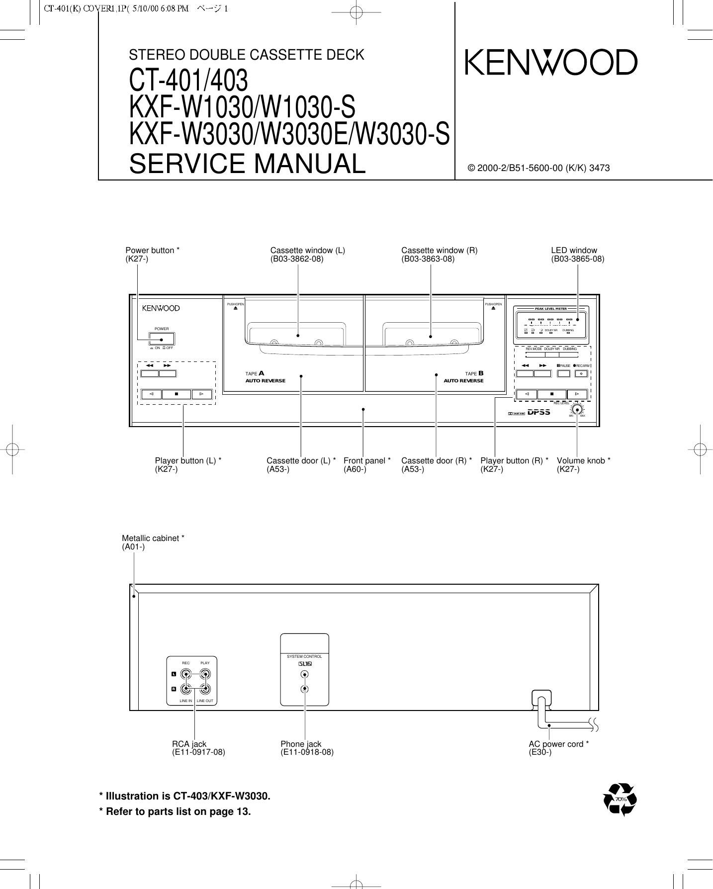 Kenwood CT 401 HU Service Manual