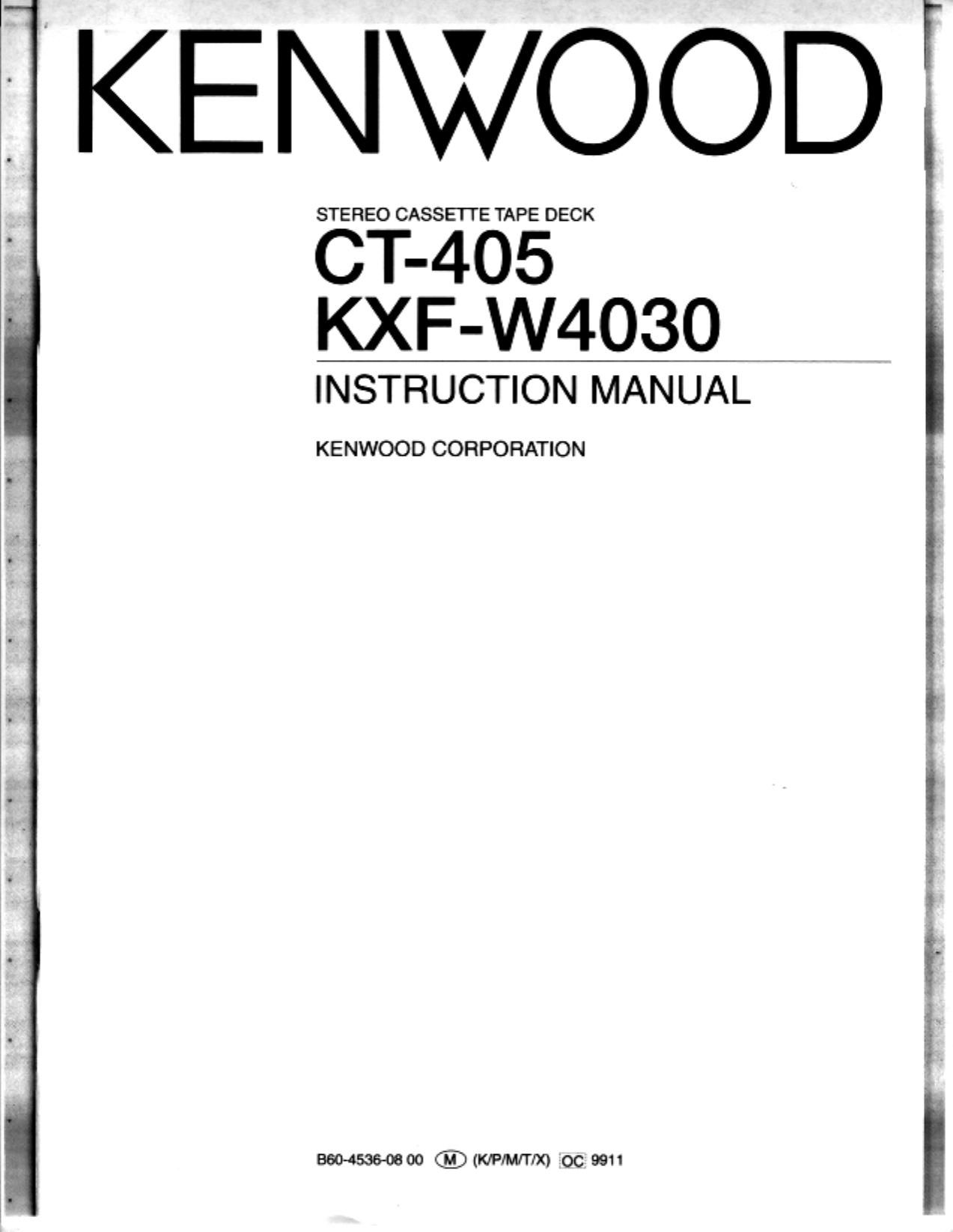 Kenwood CT 405 Owners Manual