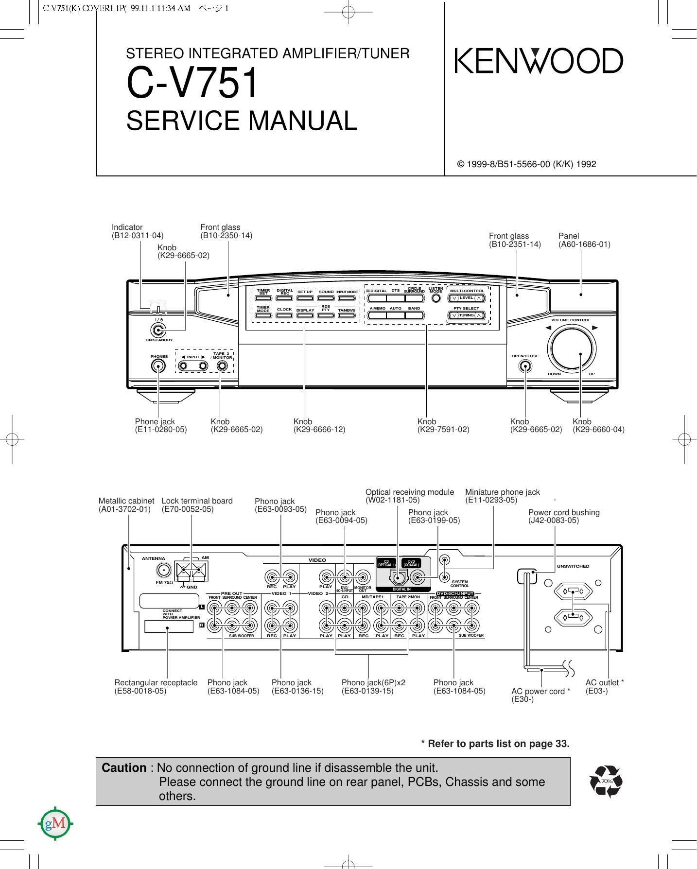 Kenwood CV 751 HU Service Manual